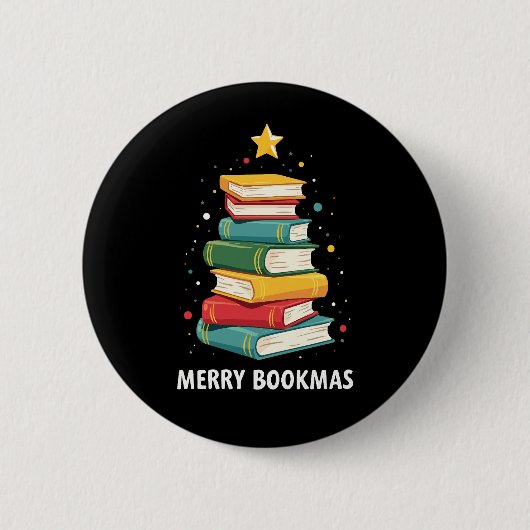 Merry Books - Feestelijke boekenstapel voor boeken Ronde Button 5,7 Cm (Voorkant)