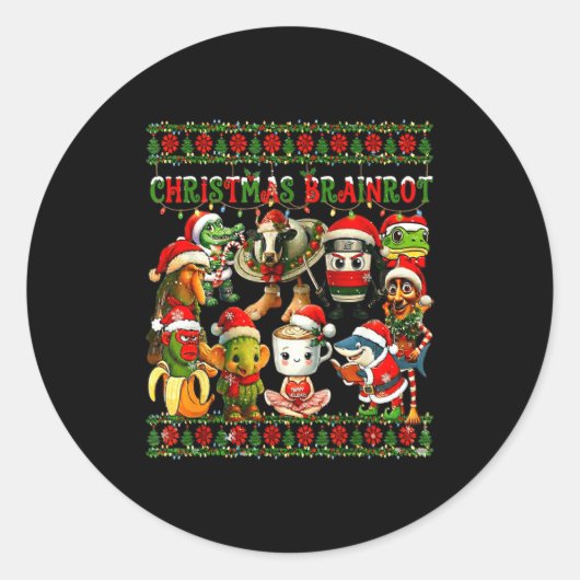 Merry Brainrot-ugly Christmas Funny Italianbrainro Ronde Sticker (Voorkant)