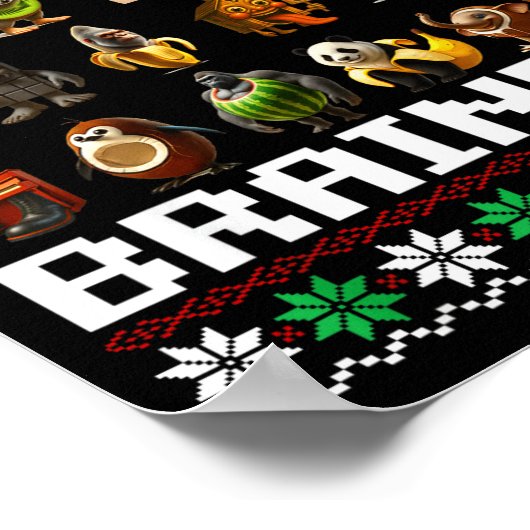 Merry Brainrot Ugly Christmas Sweater Funny Italia Poster (Hoek)