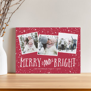 Merry & Bright 3 Foto-collage Feestdagenkaart