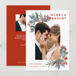 Merry & Bright bessen en takken fotokaart Kaart