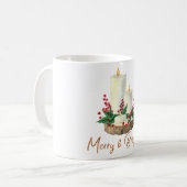 Merry & Bright Candle Holly Christmas Coffee Mug  (Devant gauche)