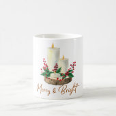Merry & Bright Candle Holly Christmas Coffee Mug (Centre)