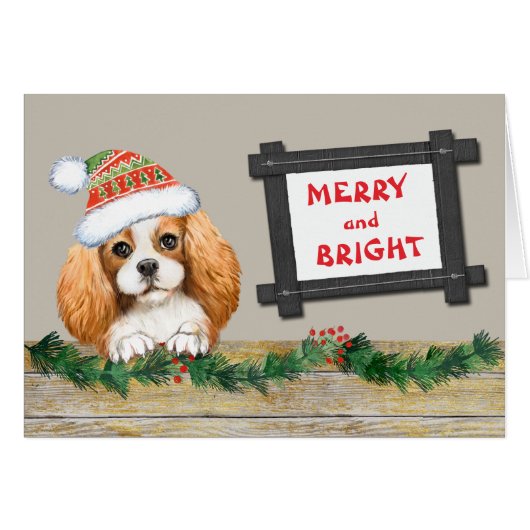 Merry Bright Cavalier King Charles Spaniel Holiday (Voorkant Horizontaal)