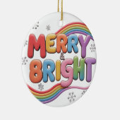 Merry & Bright Ceramic Circle Ornament (Rechts)
