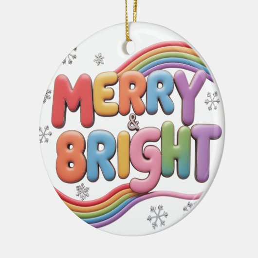 Merry & Bright Ceramic Circle Ornament (Links)