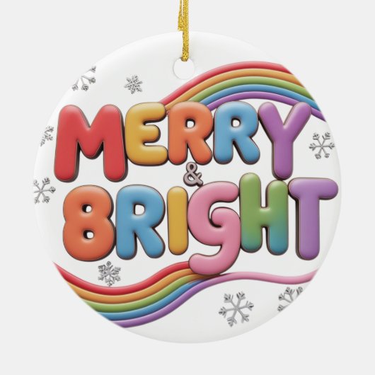 Merry & Bright Ceramic Circle Ornament (Achterkant)