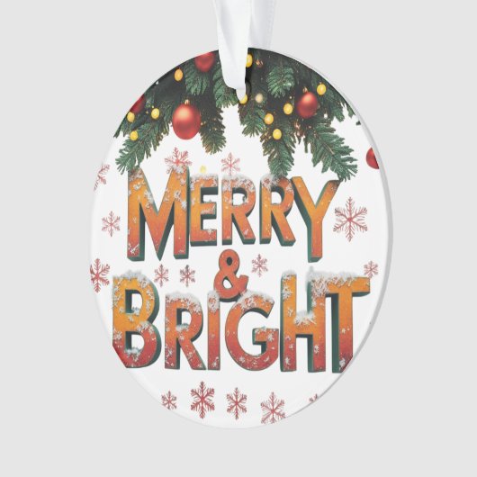 Merry & Bright Christmas Acrylic Circle Ornament (voorkant)