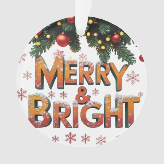 Merry & Bright Christmas Acrylic Circle Ornament (voorkant)