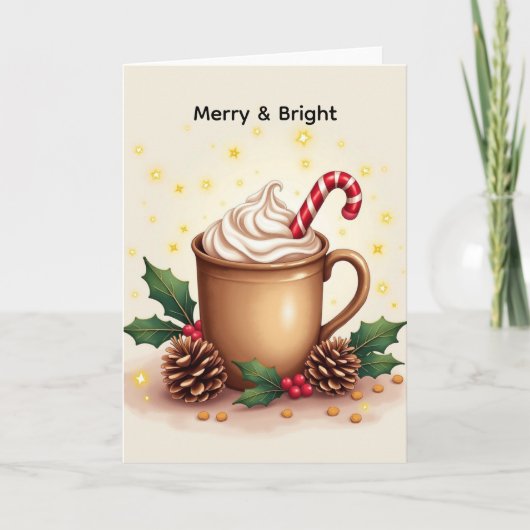 Merry & Bright Christmas Coffee Kaart (Voorkant)