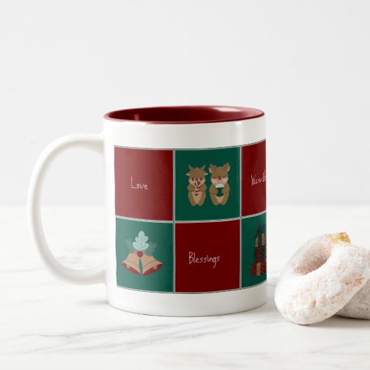 Merry & Bright Christmas Coffee Mug (Avec donut)
