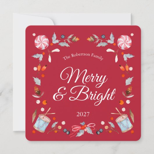 Merry & Bright Christmas Greeting Card (Voorkant)