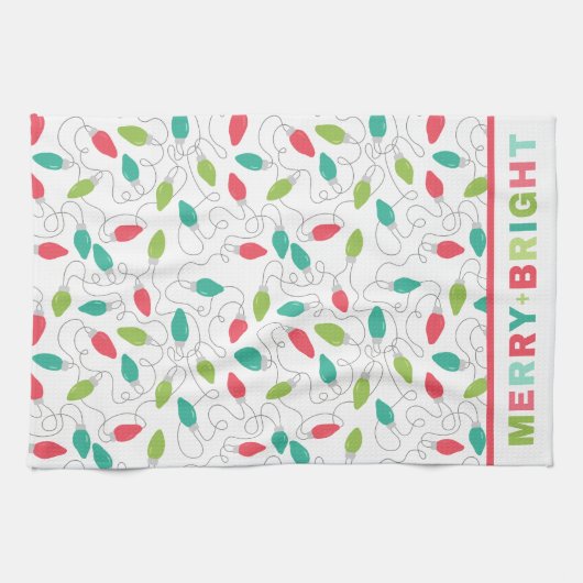 Merry + Bright Christmas Keuken Handdoek (Horizontaal)