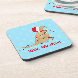 Merry Bright Christmas Lights Dog Coaster Set Bier Onderzetter