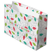 Merry + Bright Christmas Lights Gift Bag Groot Cadeauzakje (Voorkant Gekanteld)