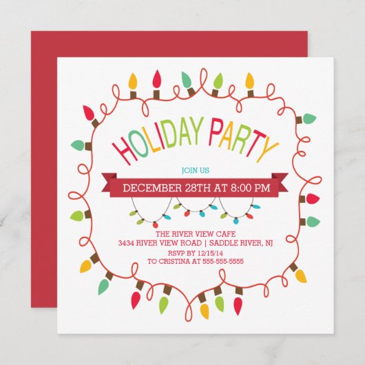 Merry & Bright Christmas Lights Invitation de vaca (Devant / Derrière)