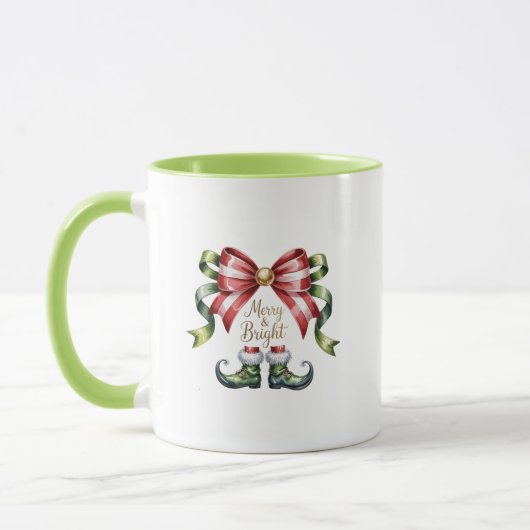 Merry & Bright Christmas Mug • Candy Cane Elf Shoe Mok (Links)