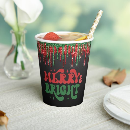 MERRY & BRIGHT CHRISTMAS SCRIPT CUSTOM MONOGRAM PAPIEREN BEKERS (Insitu)