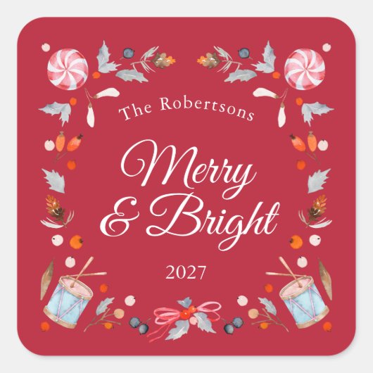 Merry & Bright Christmas Sticker (Voorkant)