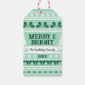 Merry & Bright Christmas Sweater Mint Green Cadeaulabel (Achterkant)