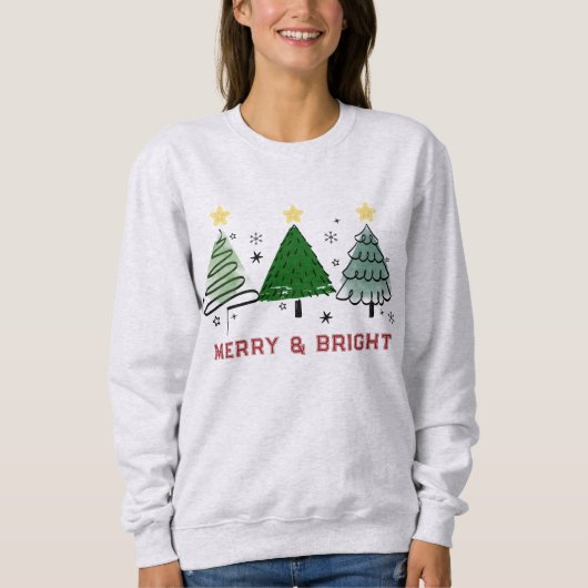 Merry & Bright Christmas Tree Sweatshirt (Voorkant)