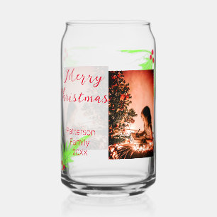 Merry Bright Christmas voeg familienaam welkomstvr Blikvorm Glas