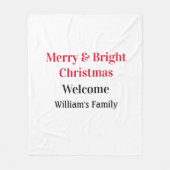 Merry Bright Christmas voeg familienaam welkomstvr Fleece Deken (Voorkant)