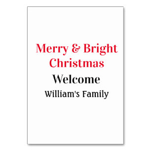 Merry Bright Christmas voeg familienaam welkomstvr Kaart