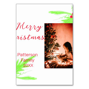 Merry Bright Christmas voeg familienaam welkomstvr Kaart