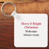 Merry Bright Christmas voeg familienaam welkomstvr Sleutelhanger (Voorkant)