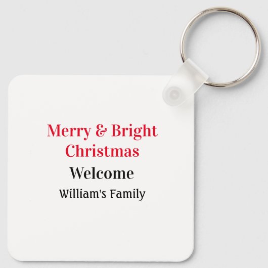 Merry Bright Christmas voeg familienaam welkomstvr Sleutelhanger (Achterkant)