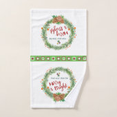 Merry & Bright Christmas Wreath (Serviette à main)