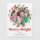 Merry & Bright Christmas Wreath Two Photo Magnet (Devant)