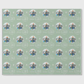 Merry & Bright Custom Foto Groen en Zilver Cadeaupapier (Vlak)