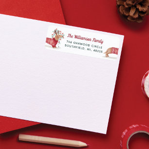 Merry & Bright   Dachshund Dog-kerstkeuken Etiket