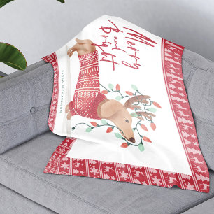 Merry & Bright Dachshund Dog-kerstkeuken Fleece Deken
