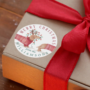 Merry & Bright Dachshund Dog-kerstkeuken Ronde Sticker