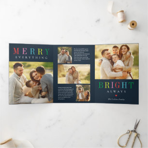 Merry Bright EDITABLE COLOR Trifold Vakantie Kaart