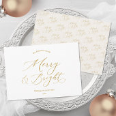 Merry & Bright Elegante Kerstkaart met Gouden Schr