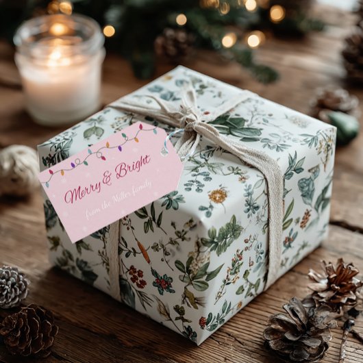 Merry & Bright | Étiquette de cadeau de Noël éléga