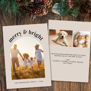 Merry Bright Family Arch - kerstfoto Feestdagenkaart