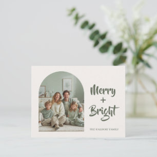 Merry + Bright Foto Familie Op Maat Gemaakte Ker Briefkaart