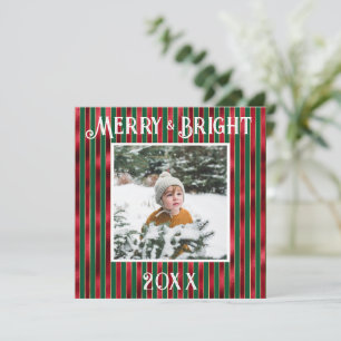 Merry & Bright Foto Rood Groen Metaal Feestdagenkaart