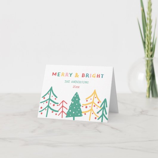 Merry & Bright Fun Pine Stijlvolle Kerst Kaarten (Voorkant)