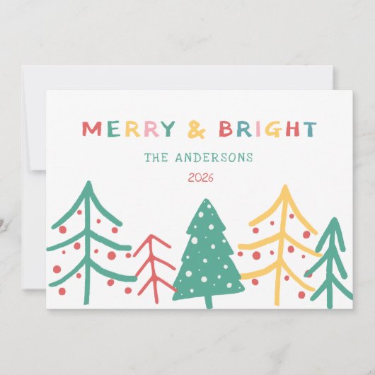 Merry & Bright Fun Pine Stijlvolle Kerst Kaarten (Voorkant)