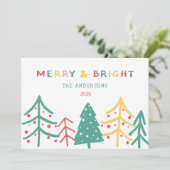 Merry & Bright Fun Pine Stijlvolle Kerst Kaarten (Staand voorkant)