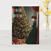 Merry & Bright gevouwen kerst Kaart (Gele Bloem)