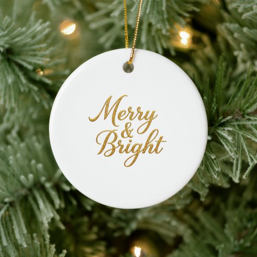 Merry & Bright Gold Foil Christmas Decor Keramisch Ornament (Boom)