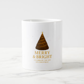 Merry & Bright Gold Glitter Christmas Jumbo Mug Extra Grote Beker