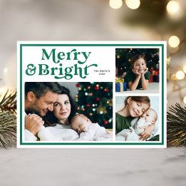 Merry & Bright Green Frame Photo Collage